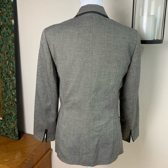 Kasper Size 10 Women's Blazer Jacket Gray with Black Trim Career Work - Picture 11 of 13